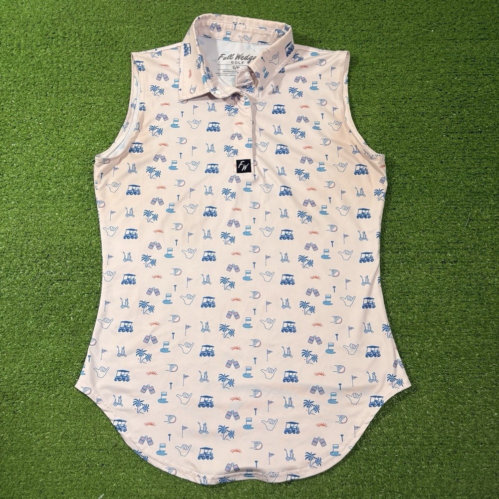 Full Wedge Golf Polo Shirt‎ Womens Small AOP Sleeveless Active Outdoors UPF